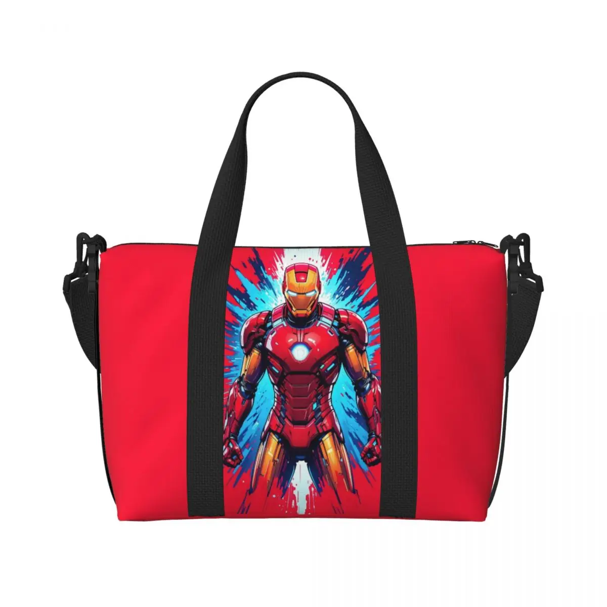 

Пользовательская пляжная сумка-тоут Iron Man для женщин, очень большие сумки для спортзала Carry On Hero, дорожные сумки для покупок