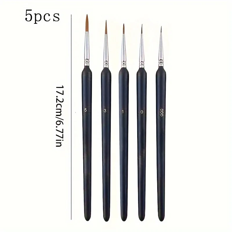 5-piece Fine Detail Brush Set, Durable Mini Oil Paintbrushes for Watercolor, Mini Oil & Acrylic Paintbrushes for Line Art