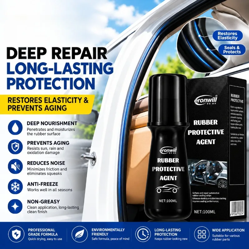 Car Plastic & Rubber Strip Lubricant Spray, Auto Rubber Care Restorer, Soften Seals, Smooth Lubrication, Portable Aerosol