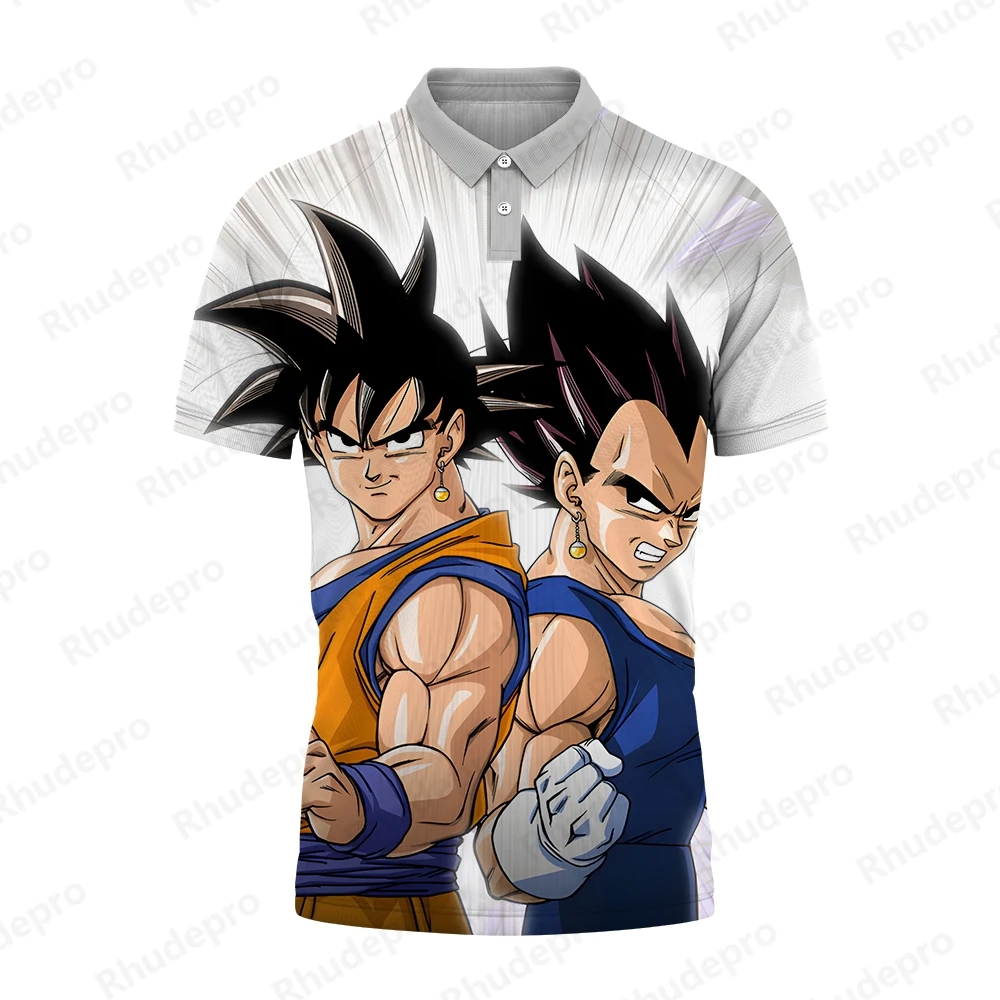 Polo Shirt Men Printed Japanese Anime T-shirts Super Saiya Goku New Tops Men's Streetwear 2024 Fashion High Quality Trend