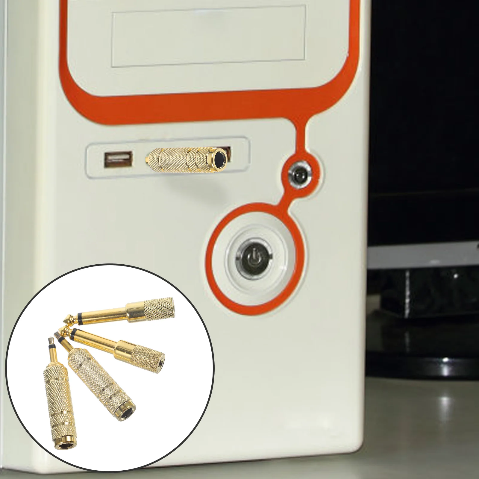 

4 Pcs Headset Adapter Headphone Adaptor Stereo Audio Connectors and Adapters Gilded Plug