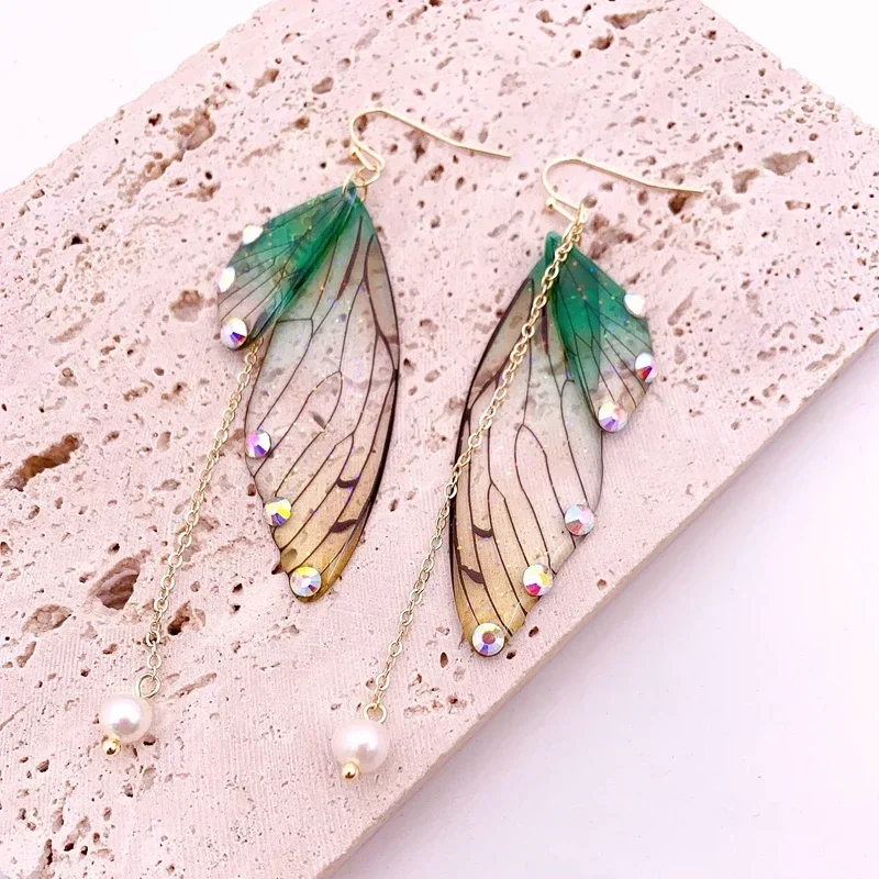 Minar Rainbow Gradient Resin Butterfly Dangle Earrings