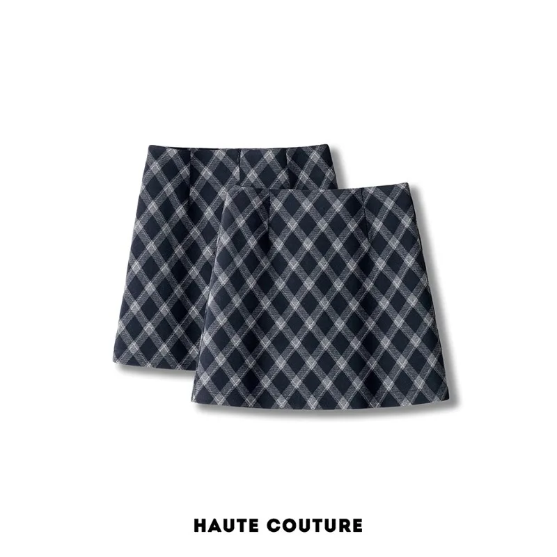 تنورة متوسطة الطول من الصوف العتيق للنساء، تنورة شتوية ضيقة لتغطية الورك على شكل حرف A