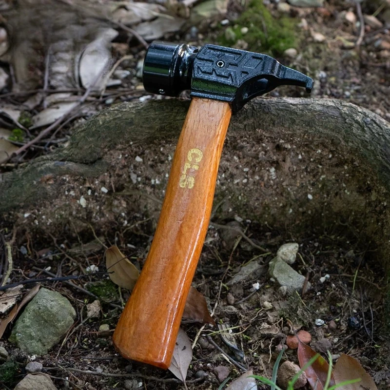 NEW Outdoor Solid Wood Iron Head Hammer Multifunctional Canopy Tent Ground Nail Hammer Camping EDC Tool view 4