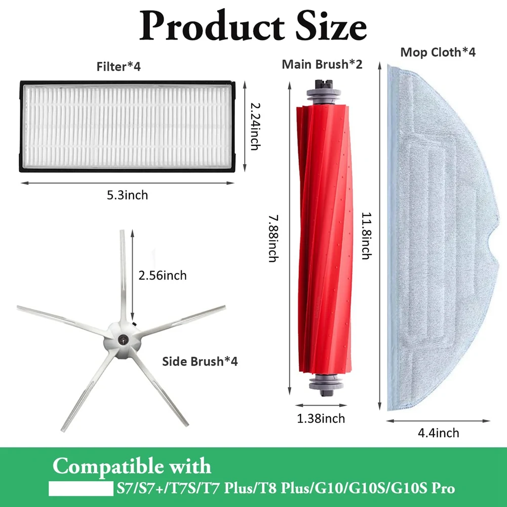 Substituição principal escova lateral filtro hepa compatível para roborock s7 t7s t7 plus g10 aspirador de pó acessórios
