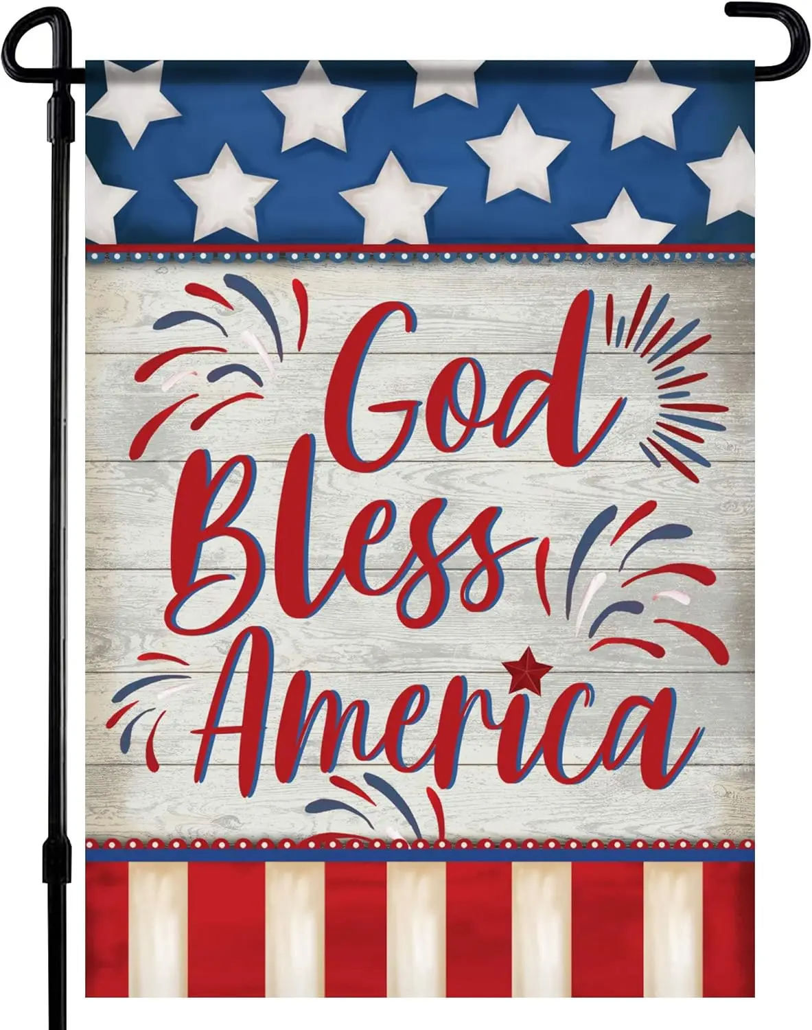 4th of July Garden Flag- 12.5 X 18 inch Double-Sided Printing God Bless America Banner- Memorial Day Outdoor Decor for House Por