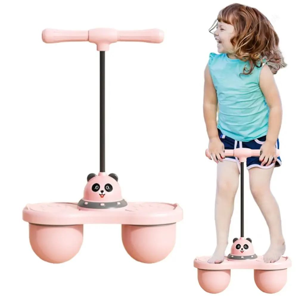 Panda dos desenhos animados saltando bola brinquedos com alça bola dupla ao ar livre saltando bola de alta resiliência durável elástico equilíbrio bola brinquedos