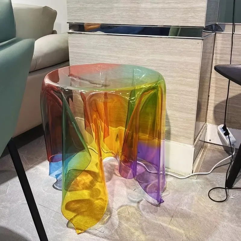 Colorful  Round Furniture Acrylic Coffee Side Tables Rainbow Home Commercial Decor