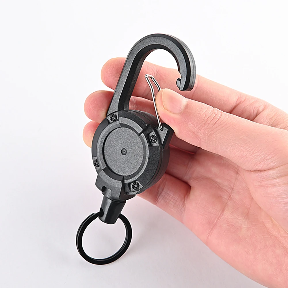 

Camping Retractable Keychain 360 Degree Rotating Key Chain Keyring Safety Coil Carabiner Backpack Buckle Hunting Outdoor Tools