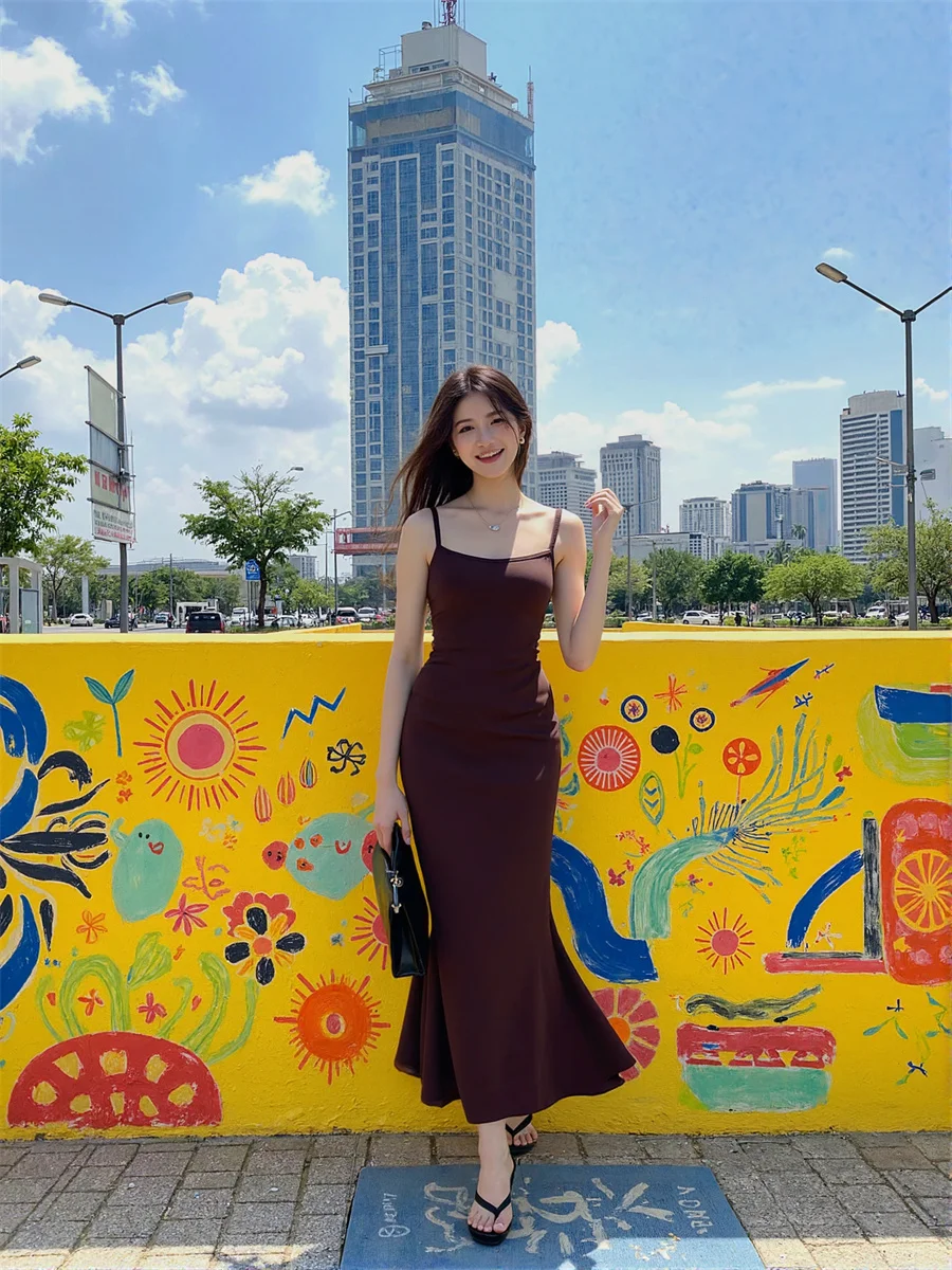 فستان نسائي أسود أنيق وأنيق لحفلات الزفاف بدون أكمام لطيف وجميل وأنيق وبسيط أنثوي وناعم #3