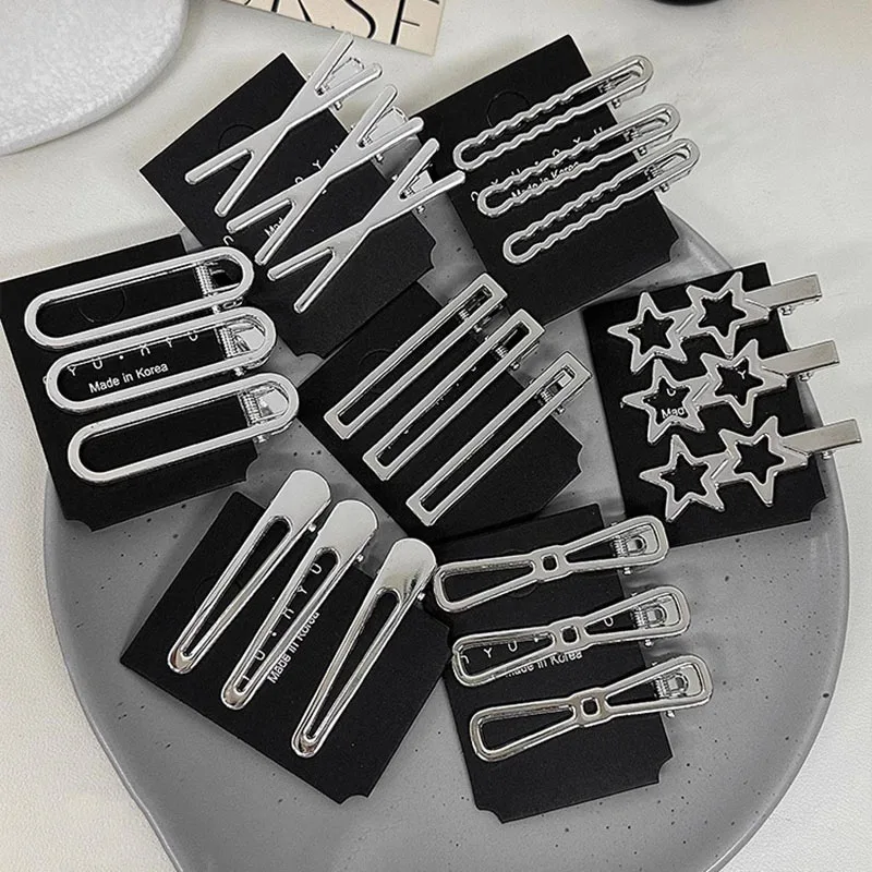 FANYIN 3 pz/set argento metallo geometrico fermaglio per capelli mollette semplice artiglio per capelli Make Up tornante per le donne ragazza