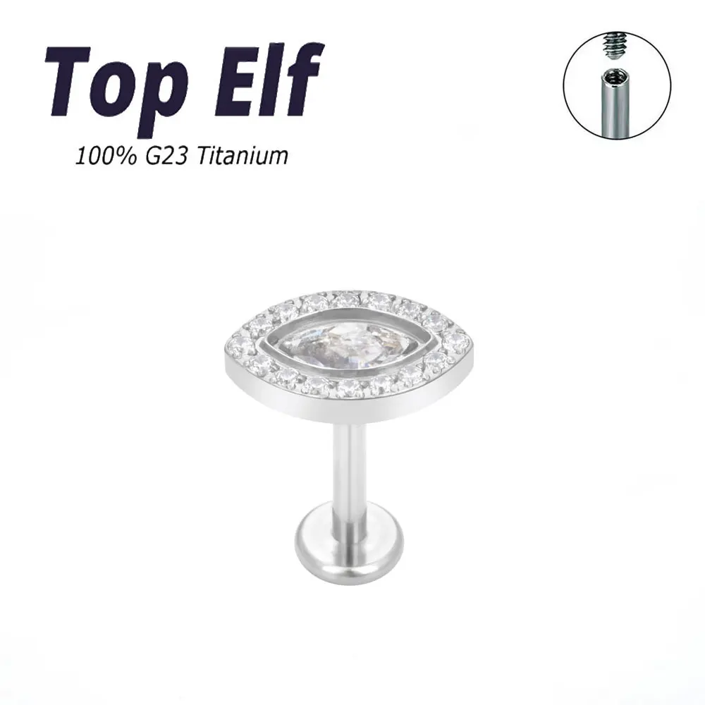 G23 Titanium Labret Studs Colorful Zircon Lip Studs Earring Piercing Internally Threaded Tragus Piercing