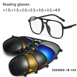 Reading Prescription Glasses Men Women Retro Optical Square Oval Eyeglasses Polarized Magnet Clip On Sunglasses +1.0~+4.0