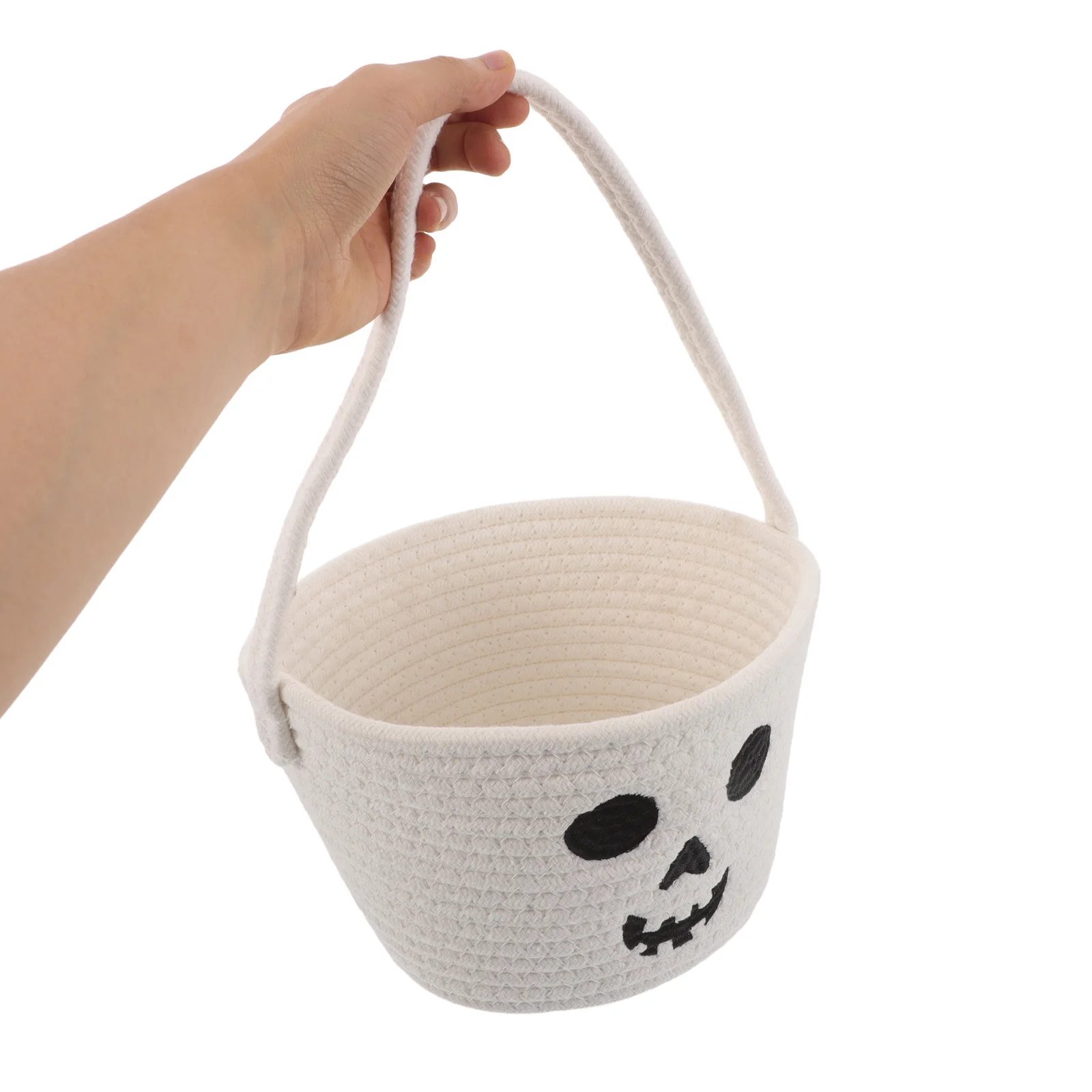 

Halloween Ghost Bucket Cotton Rope Soft Fabric Candy Pail Reusable Trick Or Treat Basket Party Favor Tote Ghost Bucket