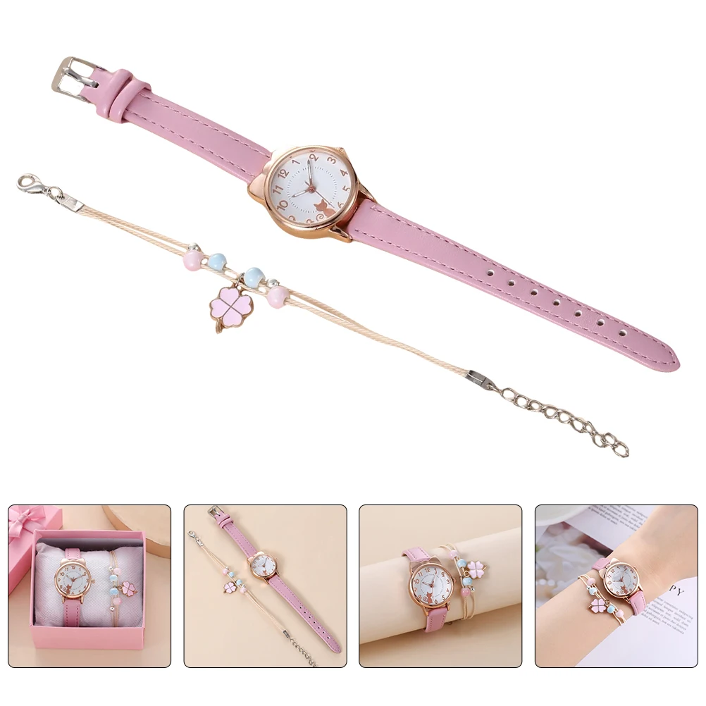 

1 set Women'S Cat Dial Watch Simple Chic Quartz Wristwatch For Daily Wear Office Work Casual Elegant Timepiece