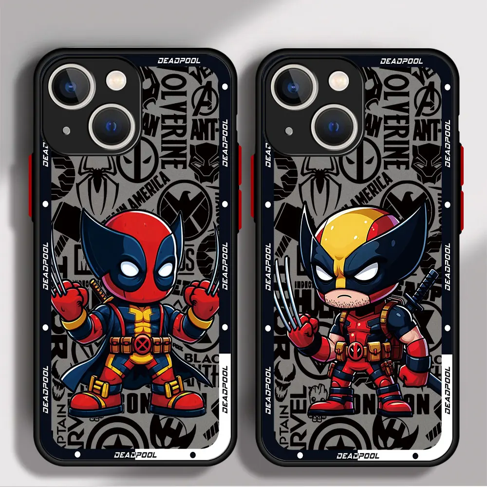 Marvel DeadPool Wolverine Case for iPhone 14 Pro 13 Mini 15ProMax SE 7 8 Plus 12 XS Max 11 Pro XR Soft Matte Funda Print Cover