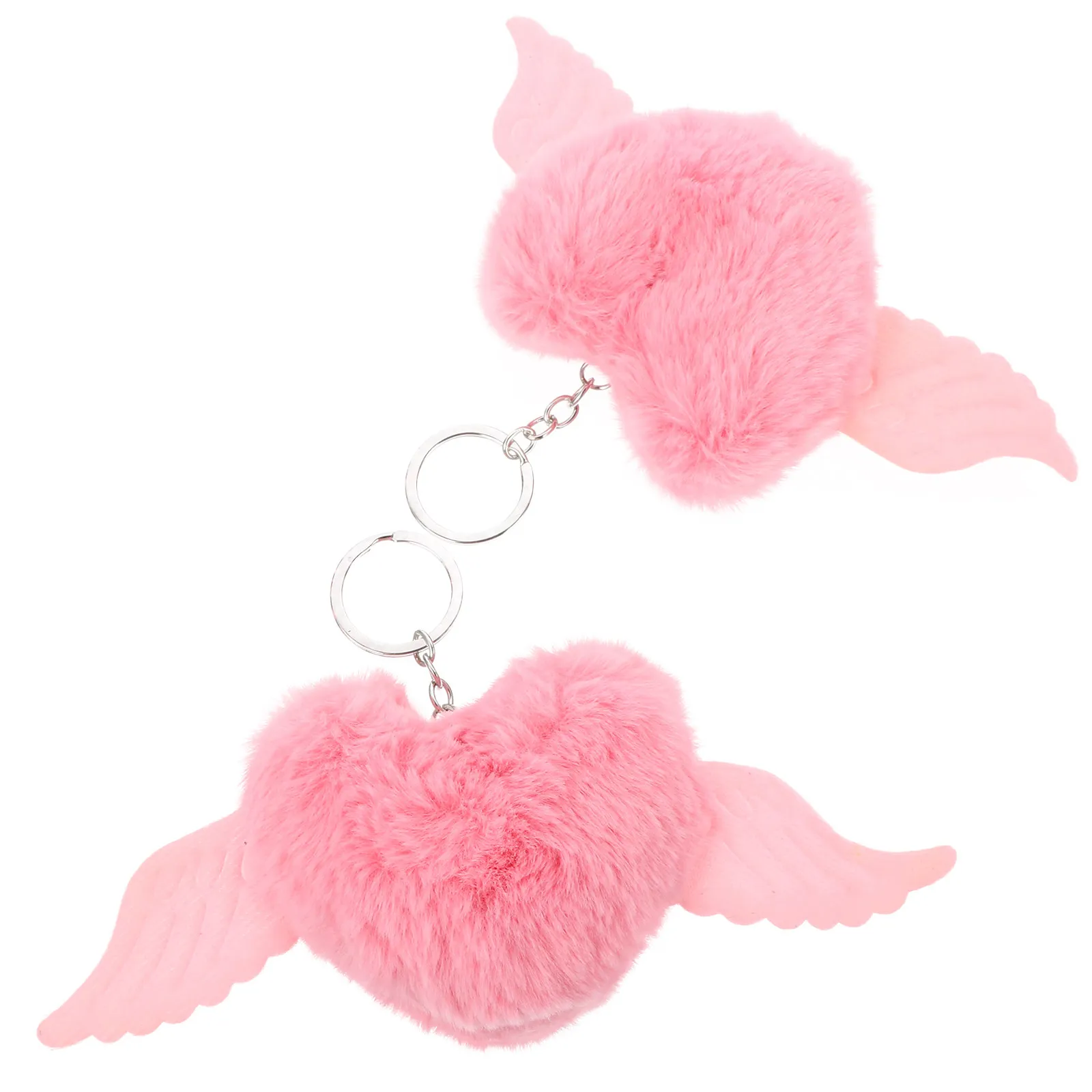 

2Pcs Heart Shape Key Chains Wings Pendants Keyring Bag Ornament Lovely Key Chain for Car Suitcase Decoration