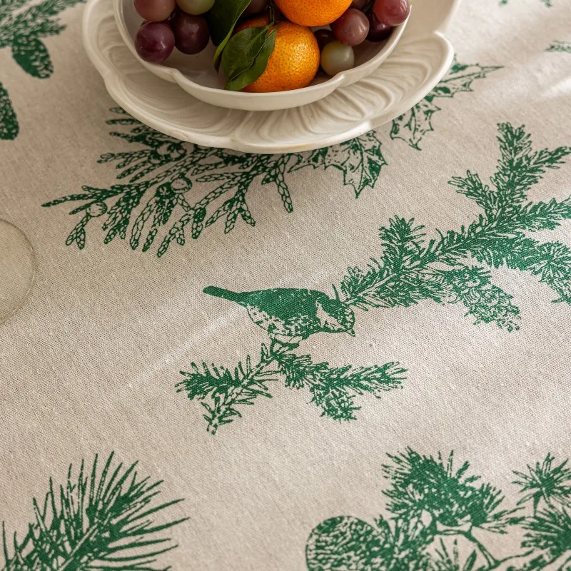 غطاء طاولة مطبوع عليه زهور مع شرابات من القطن والكتان مفرش طاولة قابل للتنفس بشكل طبيعي ومريح طاولة nappe de الفاخرة yas탁 bav