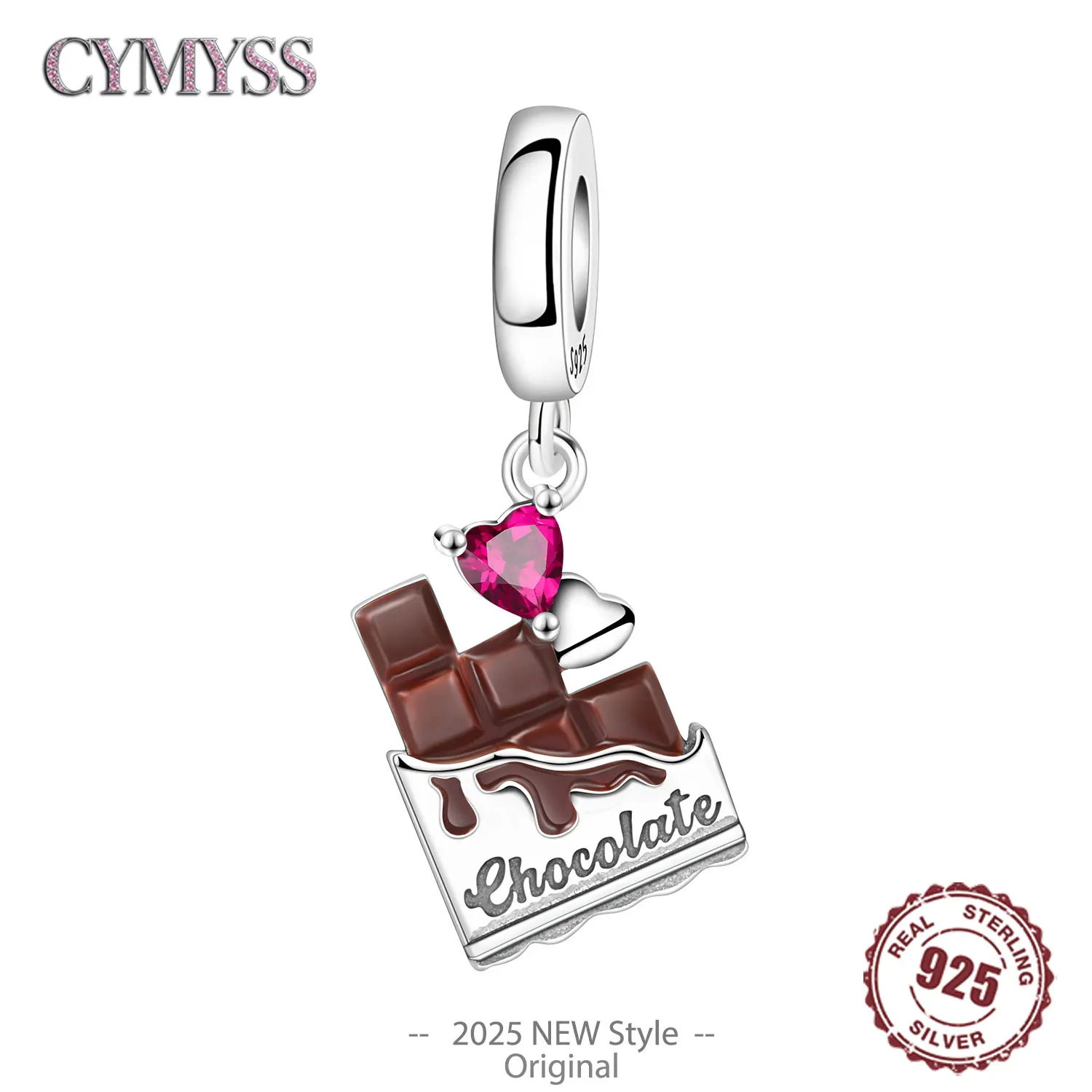 

CYMYSS 2025 New S925 Sterling Silver Chocolate Heart Zircon Lady Pendant Boutique Wedding Party Jewelry Gift Pink Womens Pendant