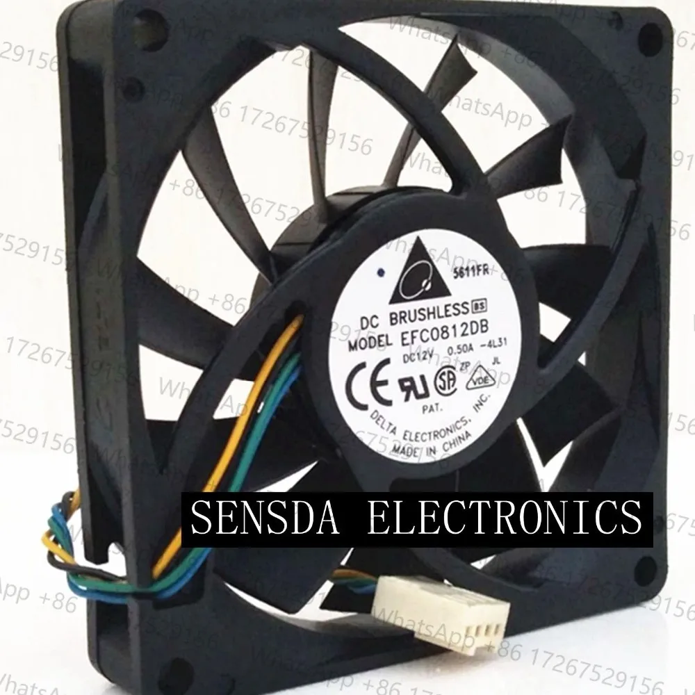 2 шт. новые вентиляторы для Delta EFC0812DB 8CM 80MM 8015 8*8*1.5CM 80*80*15MM 12V 0.5A 4-проводные с ШИМ-управлением