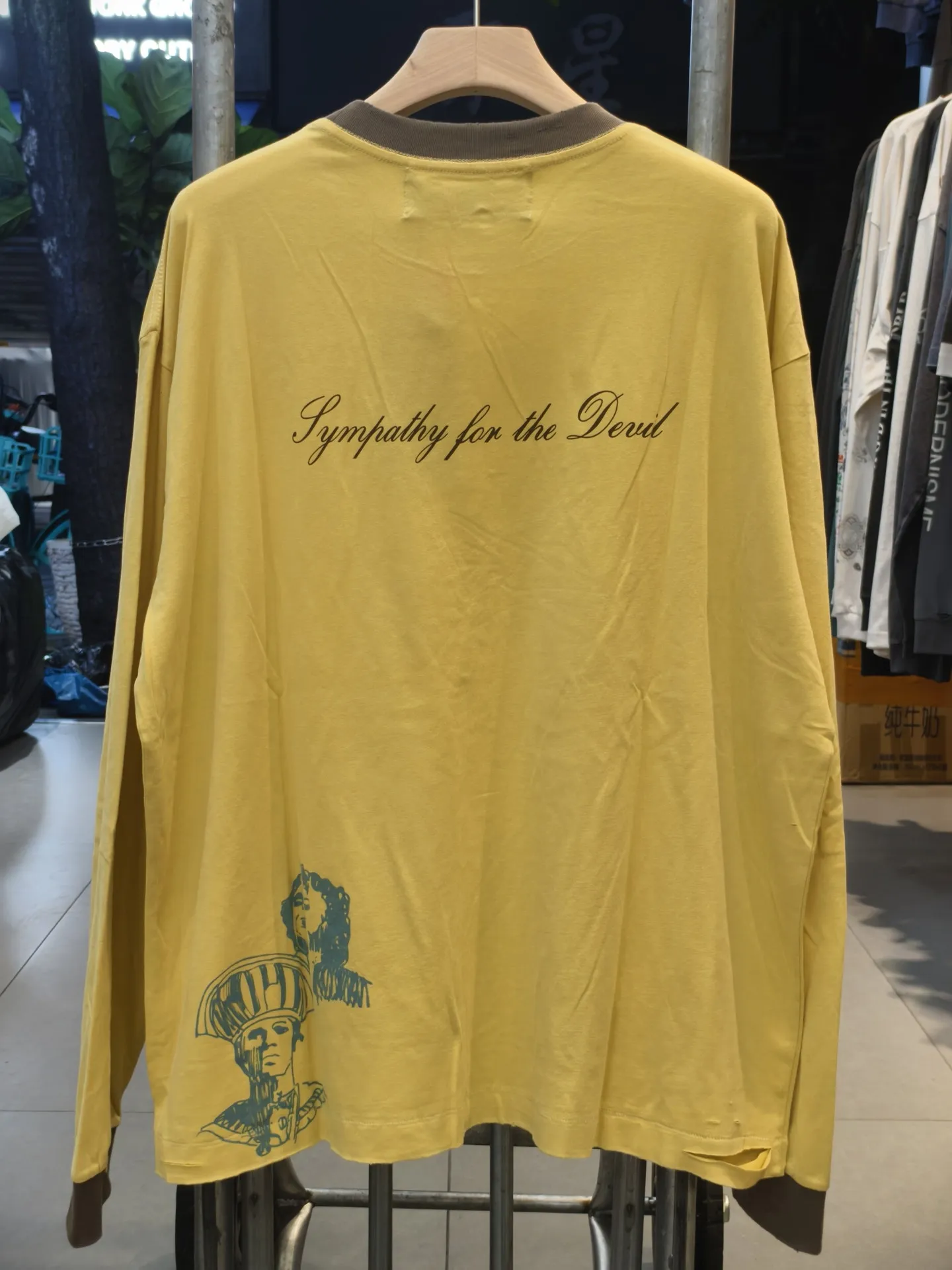 Yao Fashion Kanye West PH Lemon New Vintage Cotton Oversize Autumn Streetwear Hip Hop Tee Tops Yellow Long T-shirt for Men