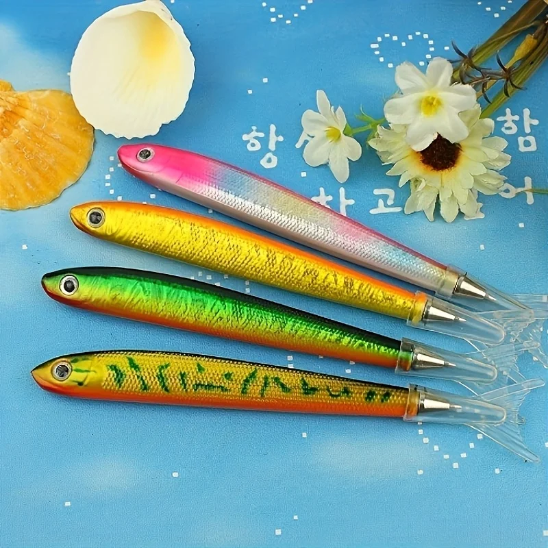 5pcs Mixed Color Fish-Shaped Pens, Ocean Fish Series Ballpoint Pens with Creative Design, Black Ink, Lightweight Craft Gift