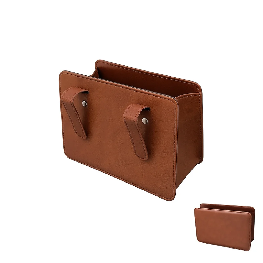 

Multifunctional Car Trash Bin Solid Color Foldable Structure Car Interior Storage Organizer PU Leather Car Door Storage Box