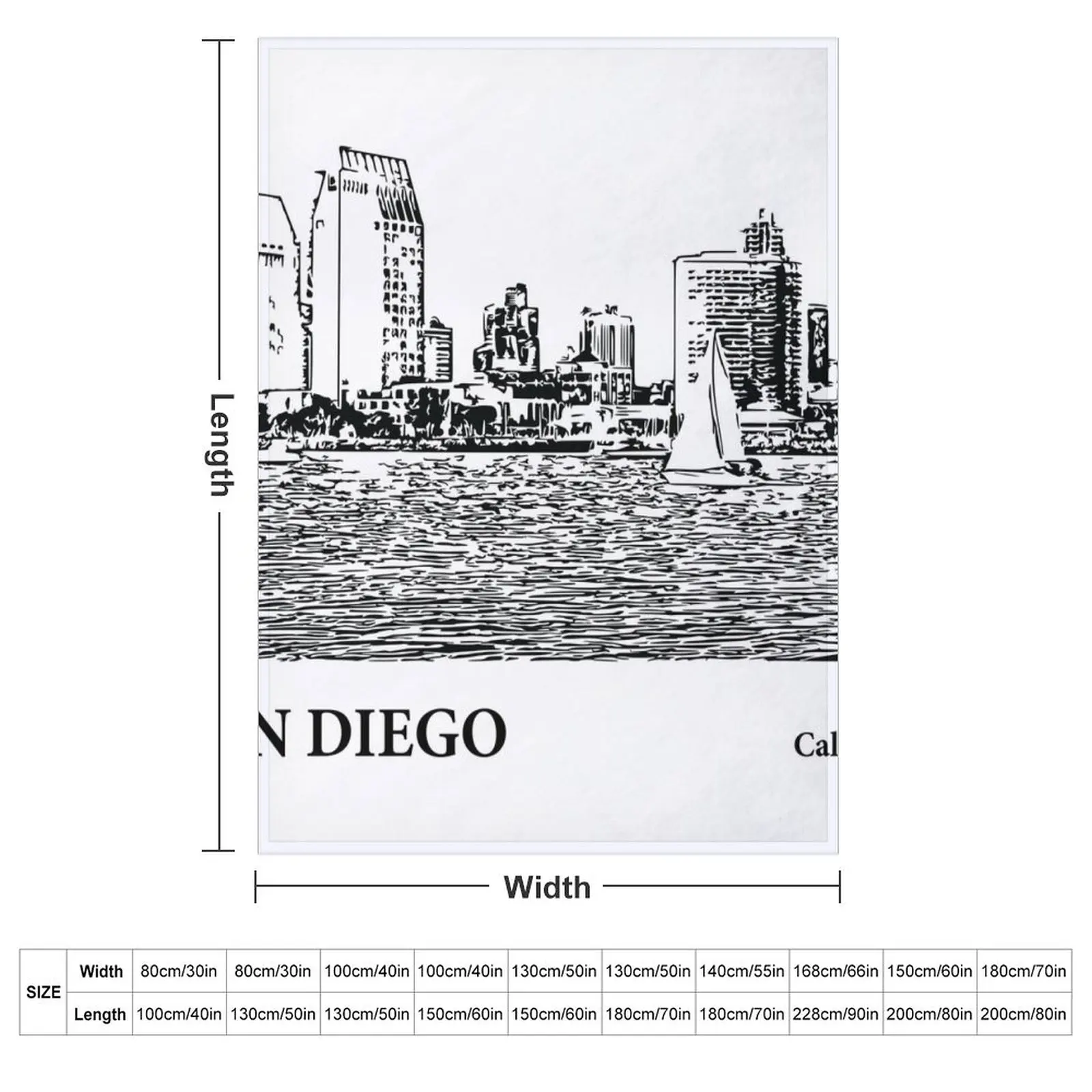 San Diego California Throw Blanket couch cozy soft plush fuzzy picnic outdoor blanket