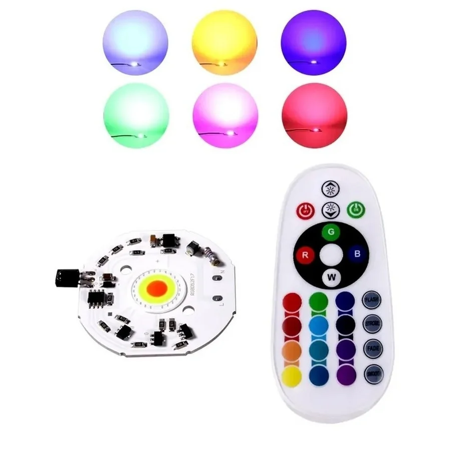 Projecteur LED avec puce USB RGB, lampe à puce COB, pas besoin de pilote, éclairage à monter soi-même avec télécommande, 220V 5V