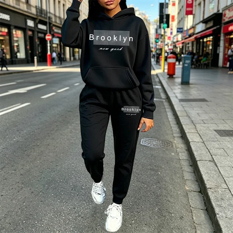 Autumn Winter Women's Outfits Casual Hooded Sweatshirts Sweatpants 2 Pcs Suit Daily Sports Jogging Clothes 2026 Woman Pants Sets