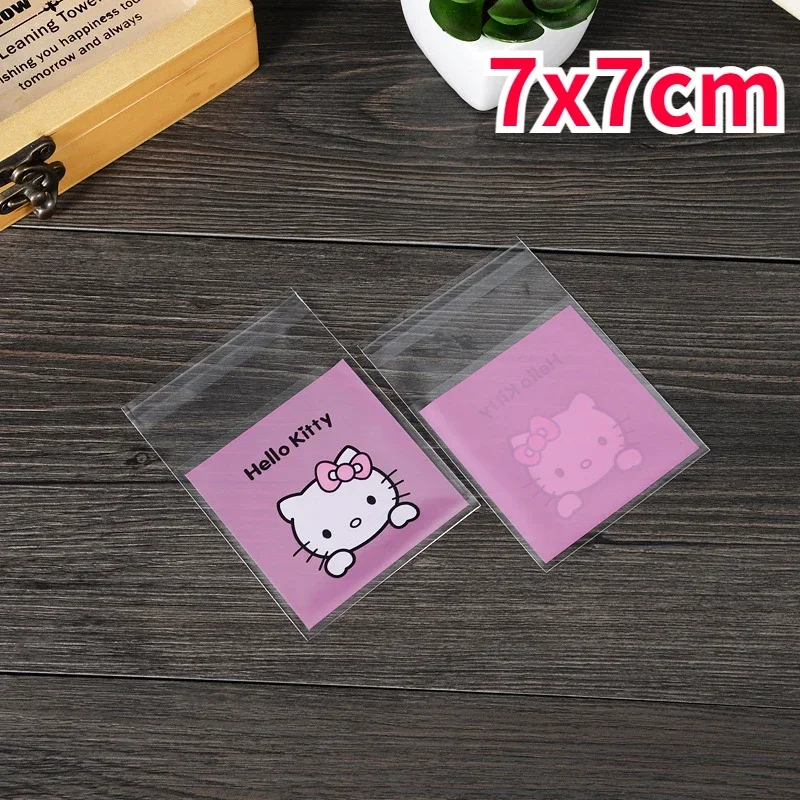 100pcs Hello Kitty Plastic Bags Reclosable Transparent Storage Bags Cartoon Food Seal Bag Small Jewelry Packing Accessories Gift