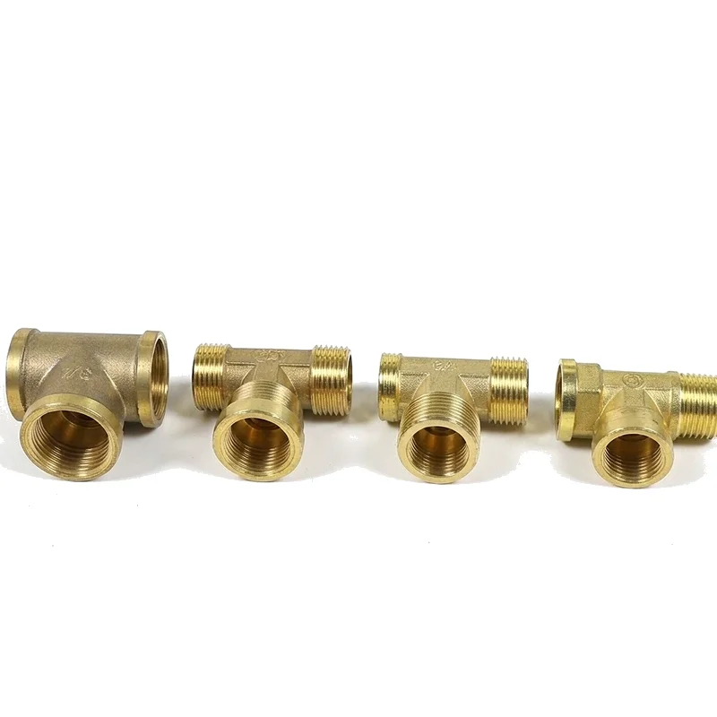 Brass Pipe Fitting Tee Type Male Female Thread 1/8 1/4 3/8 1/2 BSP Pneumatic Plumbing Copper Fittings Water Oil Gas Adapter