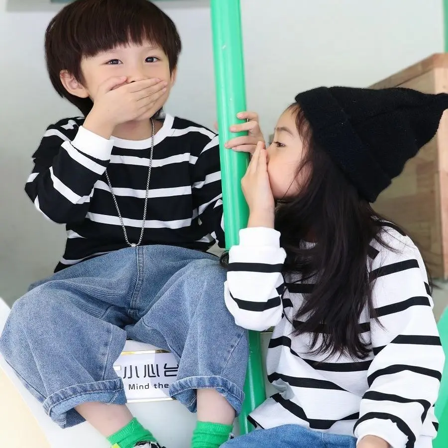 1-5 Years Spring-Fall T shirt Striped Long Sleeve Pullovers Baby Clothes Toldder Shirt Bottoming Shirt For Boys Girls