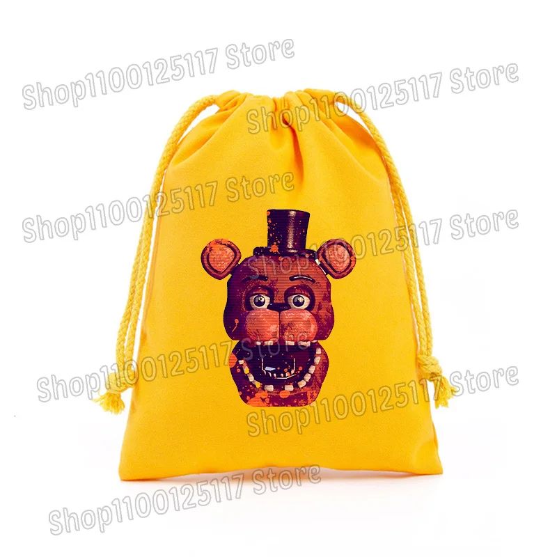 Fnafs Drawstring Bags Five Nights Freddys Anime Cartoon Makeup Candy Storage Bag Boys Girls Cool Cotton Bundle Pocket Gift Bags - view 3