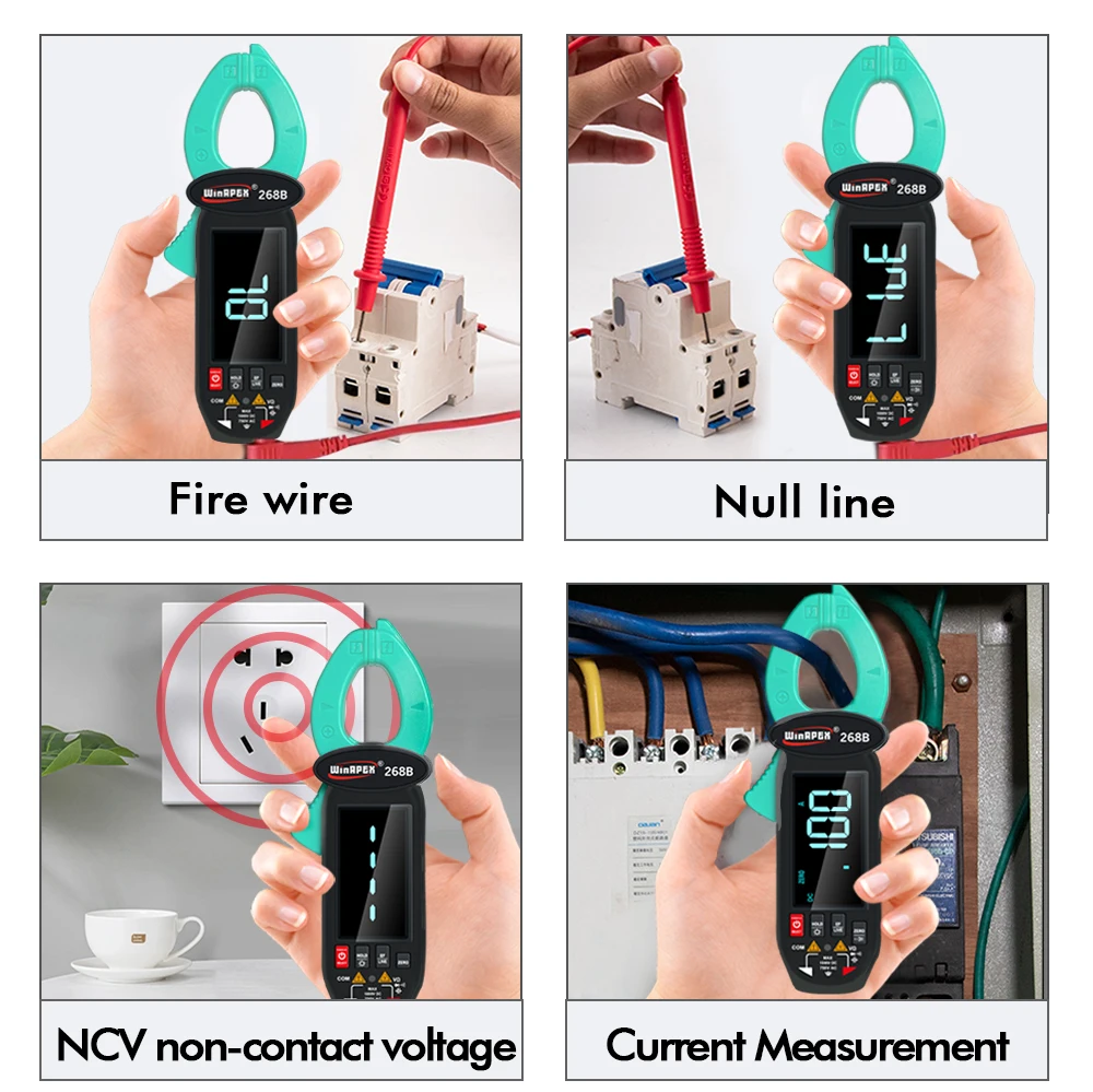 WINAPEX DC AC 0,1 mA Hochpräzises Zangenmessgerät True RMS Digitalmultimeter mit Stromleckerkennung von Haushaltsgeräten – Detail 17