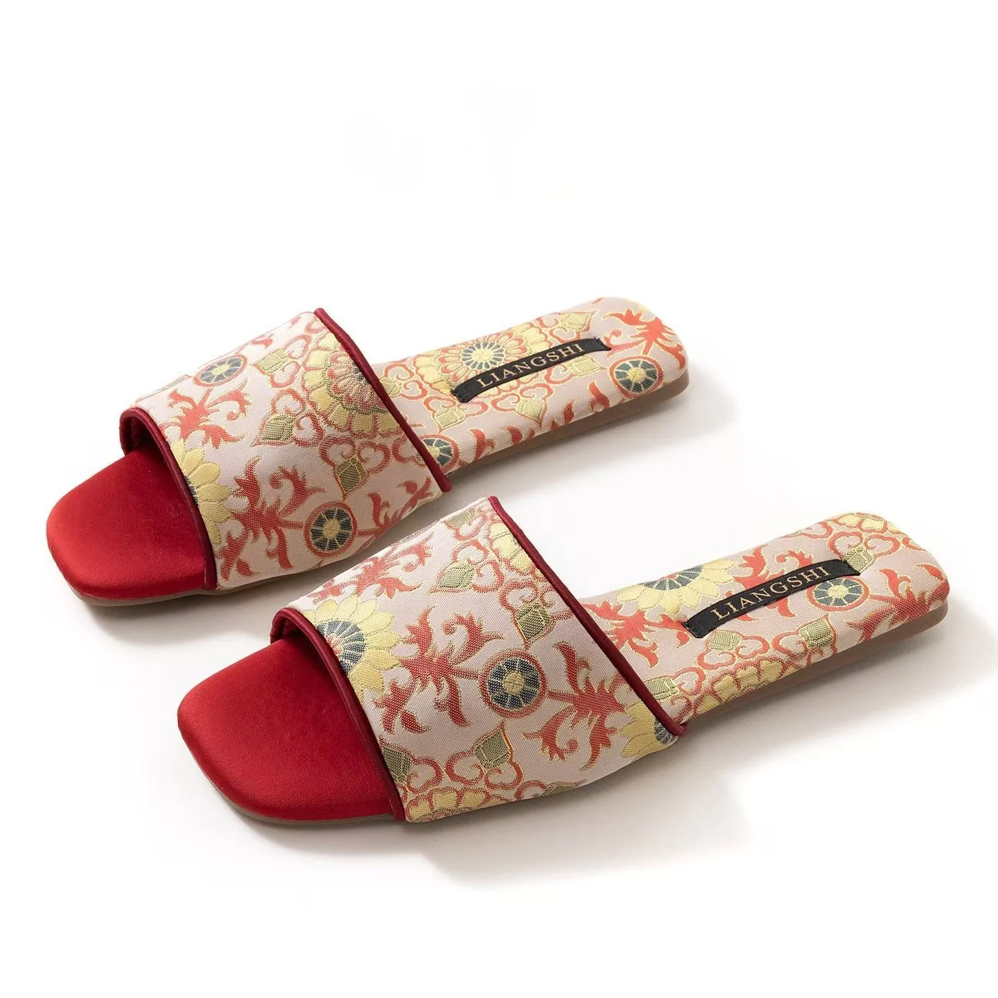 

Women High Quality One Word Print Cloth Slippers Spring summer New Soft sole Non Slip Breathable Home Slippers Floor Slippers