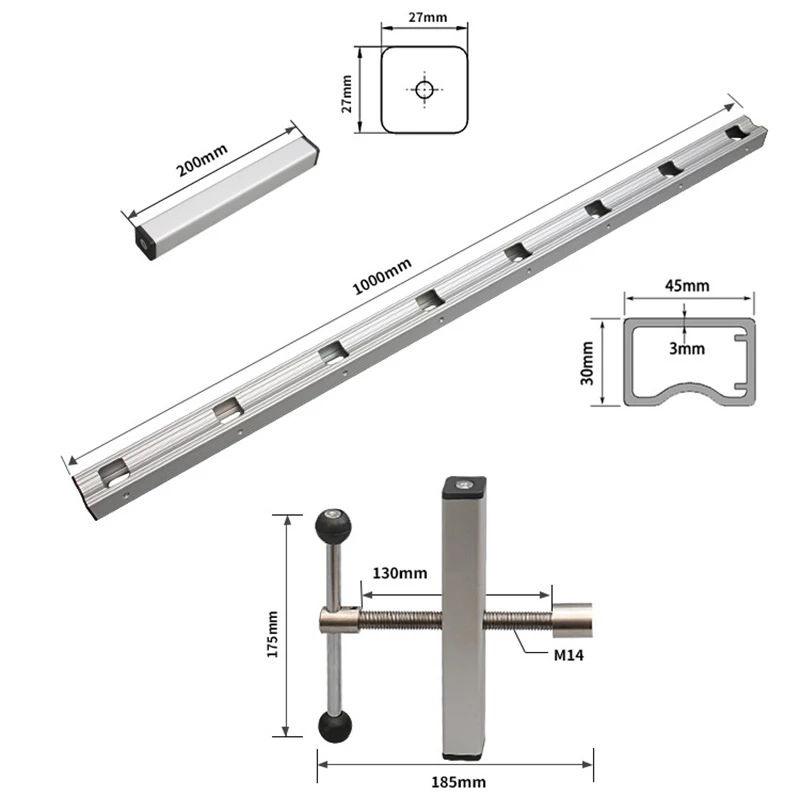 1000mm Pressure Clamps Set Splicing Board Positioning Panel Fixed Clip Aluminum Alloy