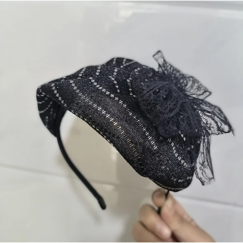 Mũ Nửa Ren Băng Đô Quấn Tóc Cho Nữ Pháp Nơ Hairhoop Thanh Lịch Dạ Hội Haircover Vintage Đảng Tóc Trang Sức Giọt