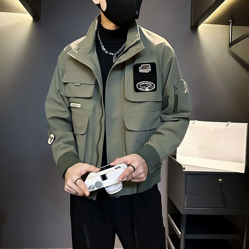 2025 primavera otoño chaqueta informal con cuello levantado Premium para hombre estilo informal de moda ropa de trabajo versátil prendas de vestir exteriores de moda