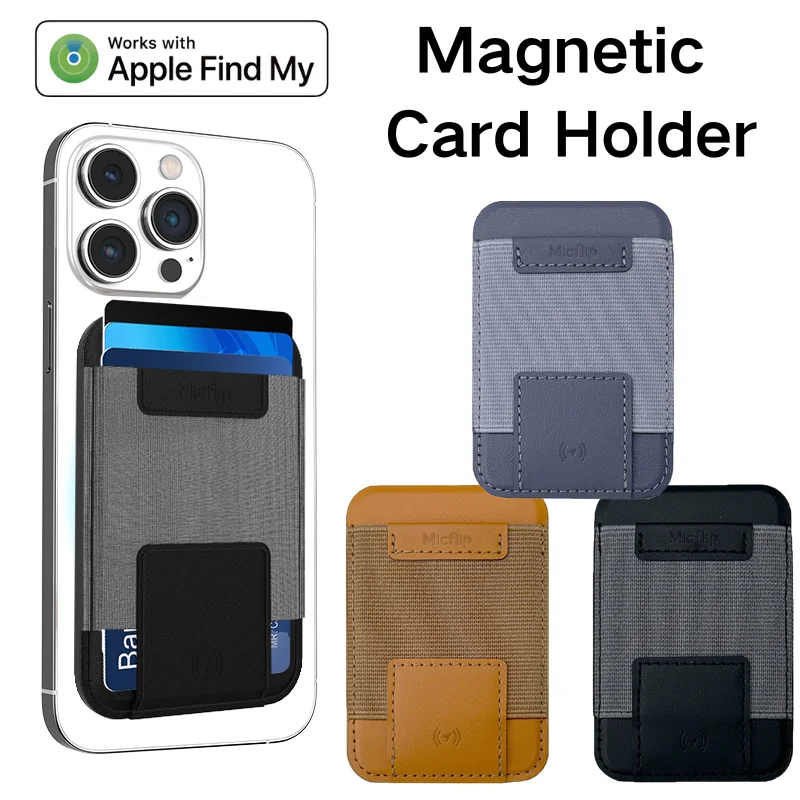 Skórzany magnetyczny uchwyt na karty z lokalizatorem, inteligentny magnetyczny portfel współpracujący z funkcją Find My dla iPhone'ów serii 17/16/15/14