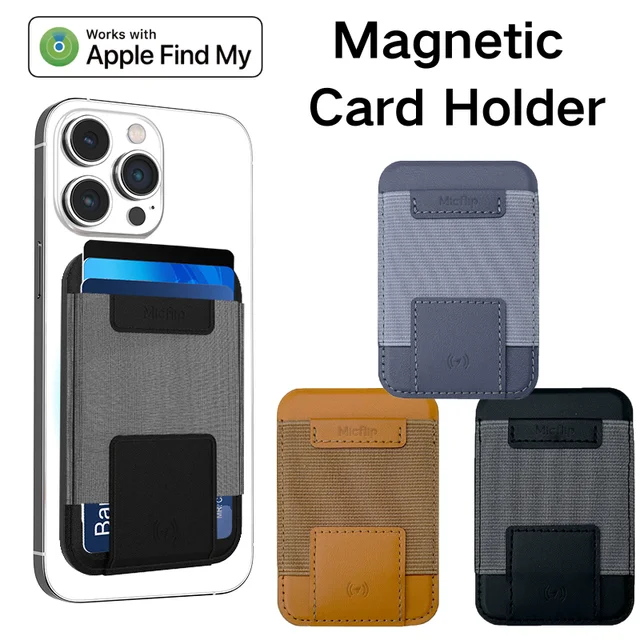 Skórzany magnetyczny uchwyt na karty z lokalizatorem, inteligentny magnetyczny portfel współpracujący z funkcją Find My dla iPhone'ów serii 17/16/15/14