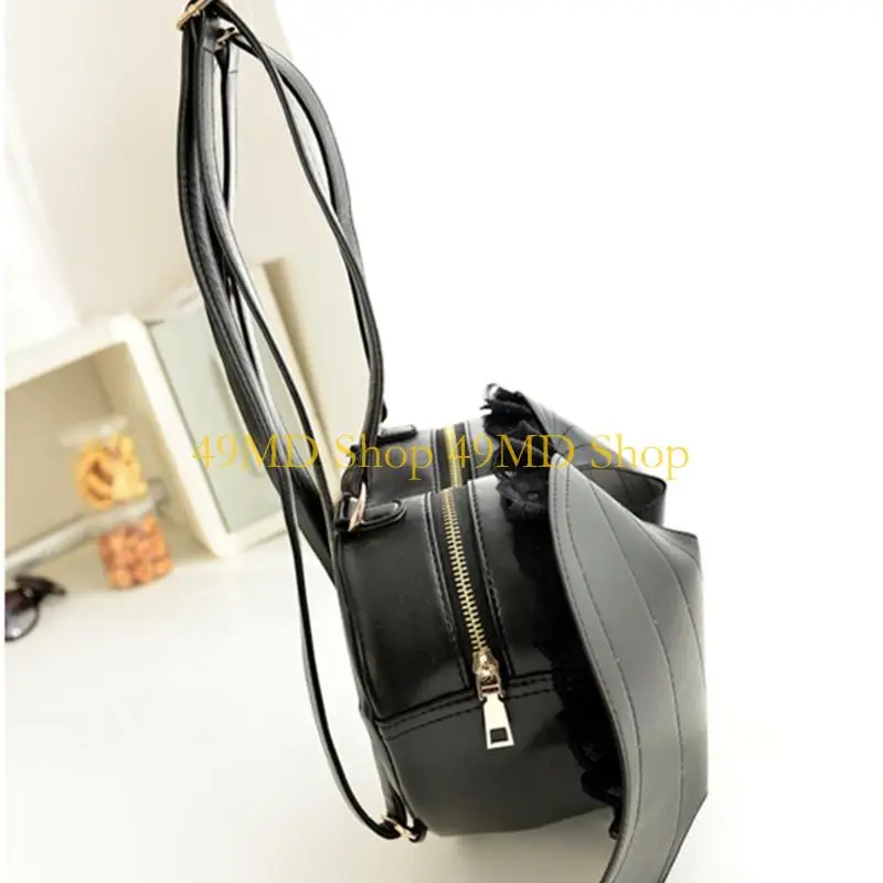 

49MD Functional Bat Wing Lace Work PU Bag Rucksack Gothic Daypack for Professionals