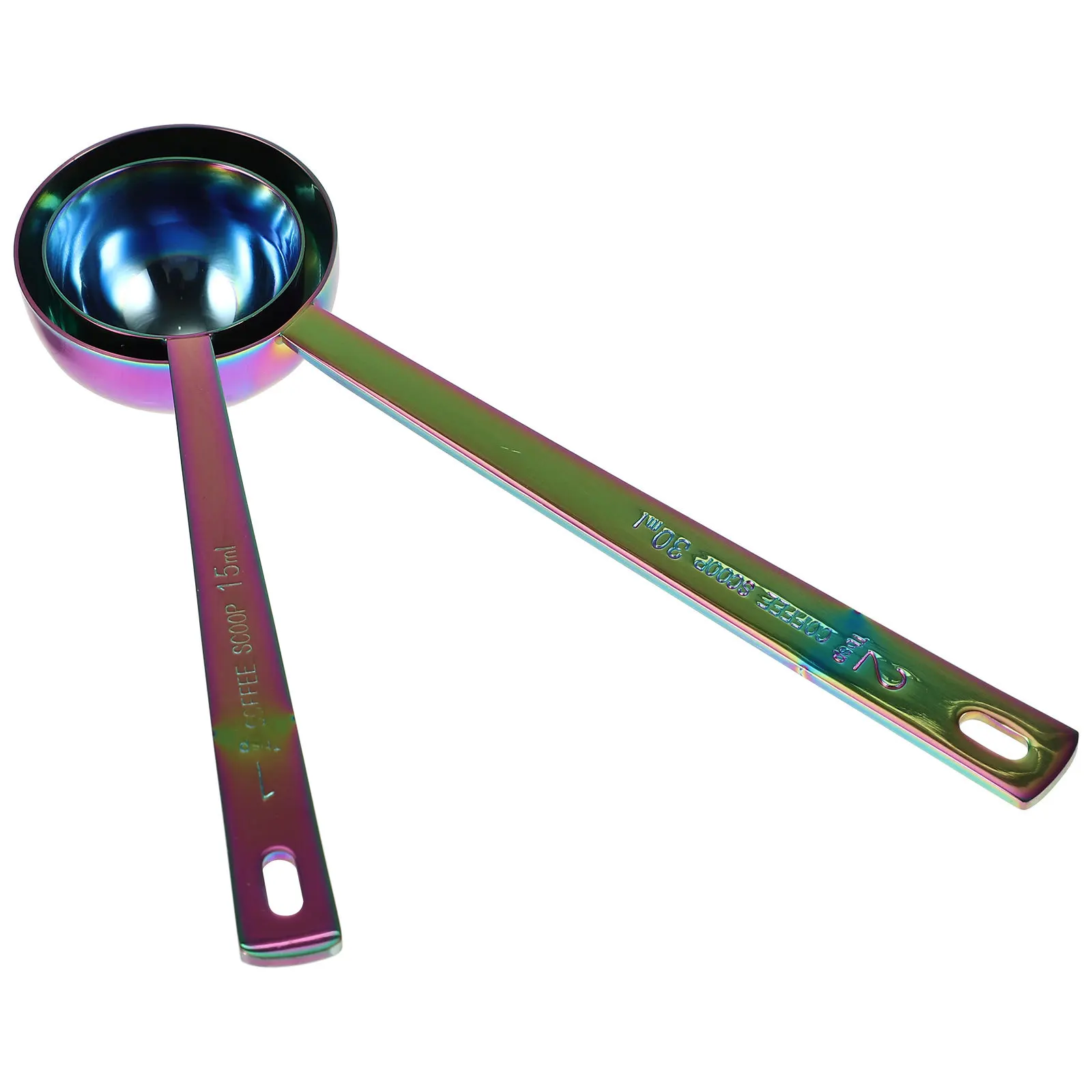

2Pcs Coffee Measuring Spoon Stainless Steel Iridescent Colors for Sugar Tea Powder Baking Spice Kitchen Accessory