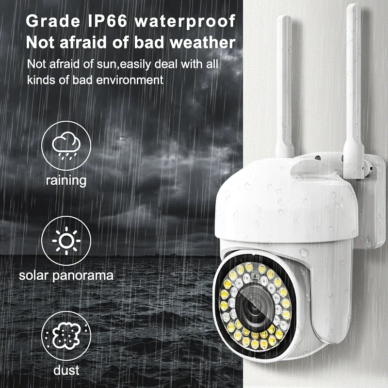 3MP HD Outdoor Security Camera Full Color Night Vision IP65 Waterproof Motion Tracking Two-Way Voice Calls Storage Capability