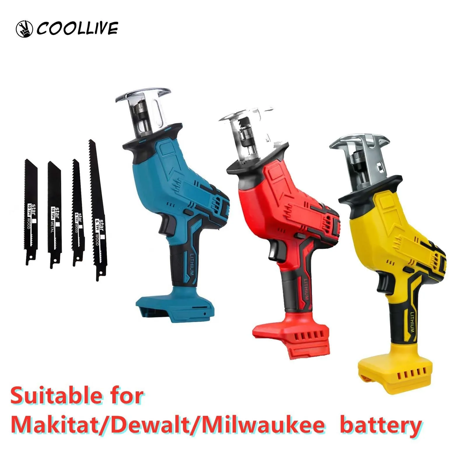 

Cordless Electric Reciprocating Saw Variable Speed Cutting Power Tool fit for 18V Makita/Dewalt/Milwaukee Battery