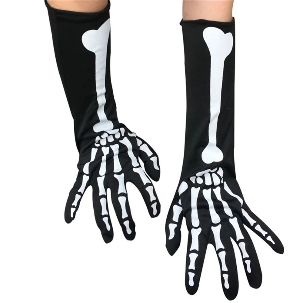 Gants de cosplay à doigts complets, accessoires de olympiques, gants de squelette, accessoires d'Halloween, modules effrayants, crâne