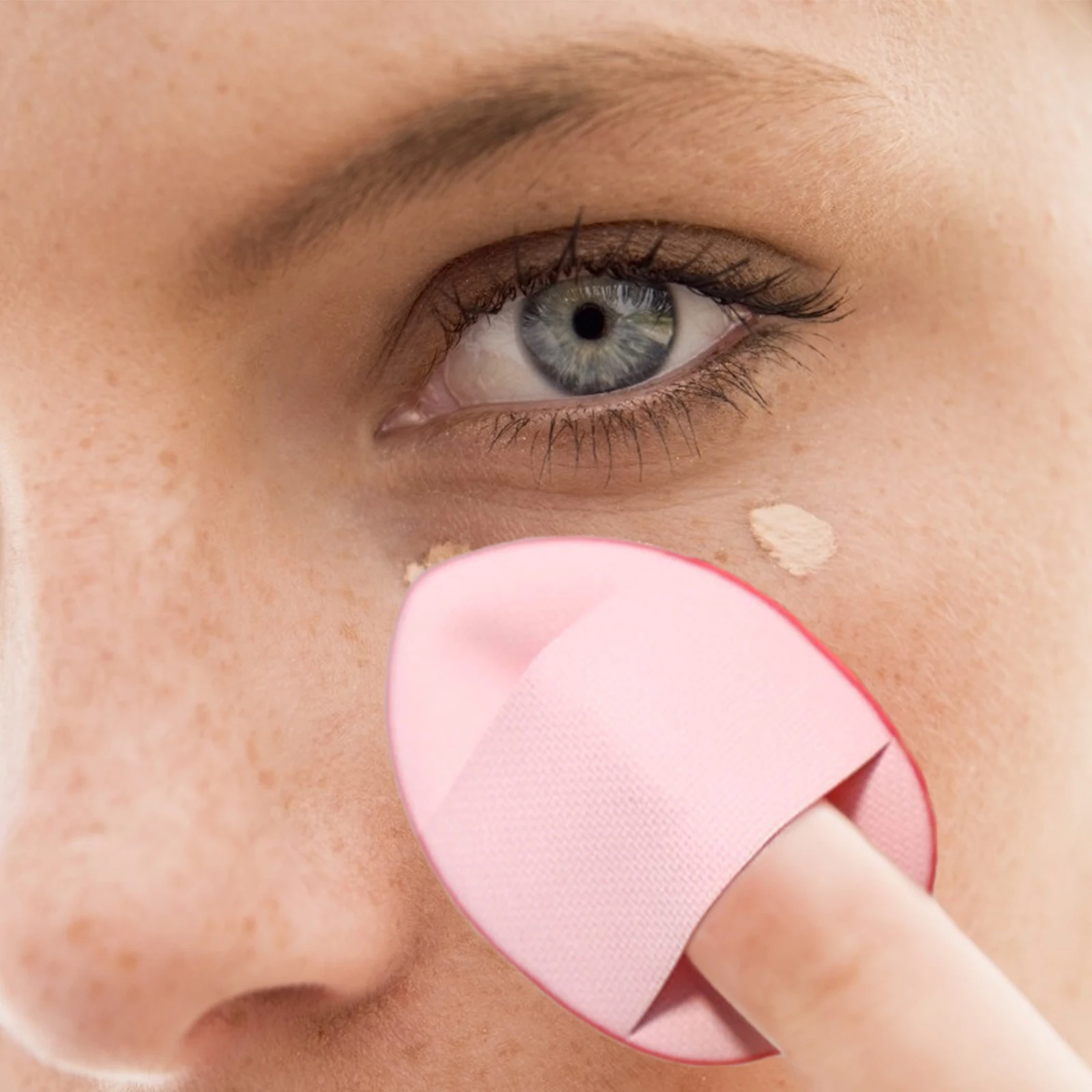 1セット ミニフィンガーサイズ 洗えるパウダーパフ ストラップ付き ソフトな質感 ルースパウダー ファンデーション クッション ブラッシュ フェイス用