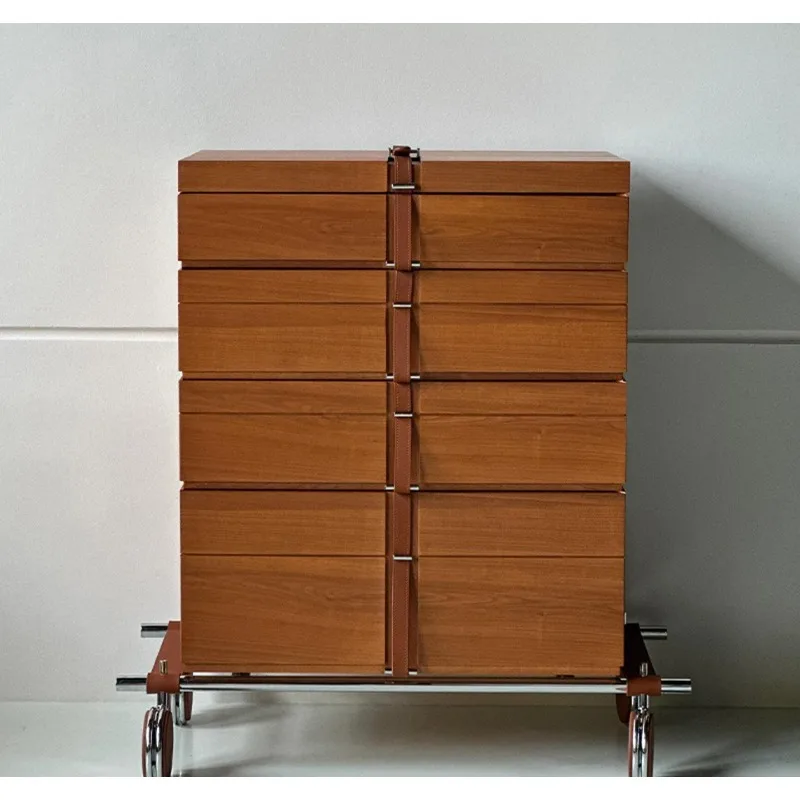 

Italian light luxury movable solid wood jewelry cabinet home living room creative storage cabinet
