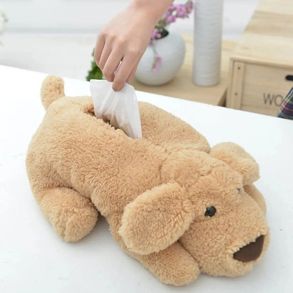 Home Decor Cartoon Dog Tissue Box Soft Comfortable Napkin Storage Holder Creative Paper Container Office