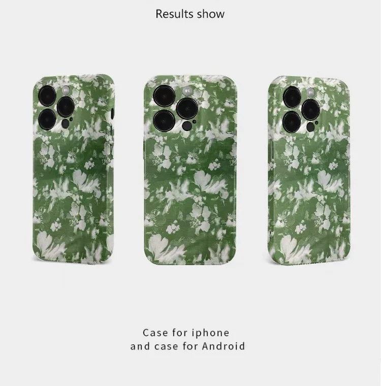 Ins Корейский зелено-белый чехол для телефона с масляной живописью для iPhone 17 16E 15 14 Plus 13 Mini 11 Pro Max 12 Pro Back Cover X XR Funda